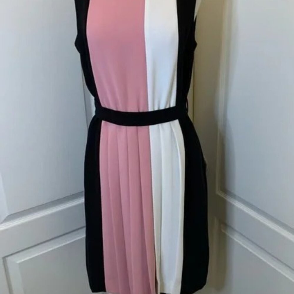 kate spade Pink, Black and White Belted Color Block Dress with Pockets - Size 6 - Picture 3 of 9